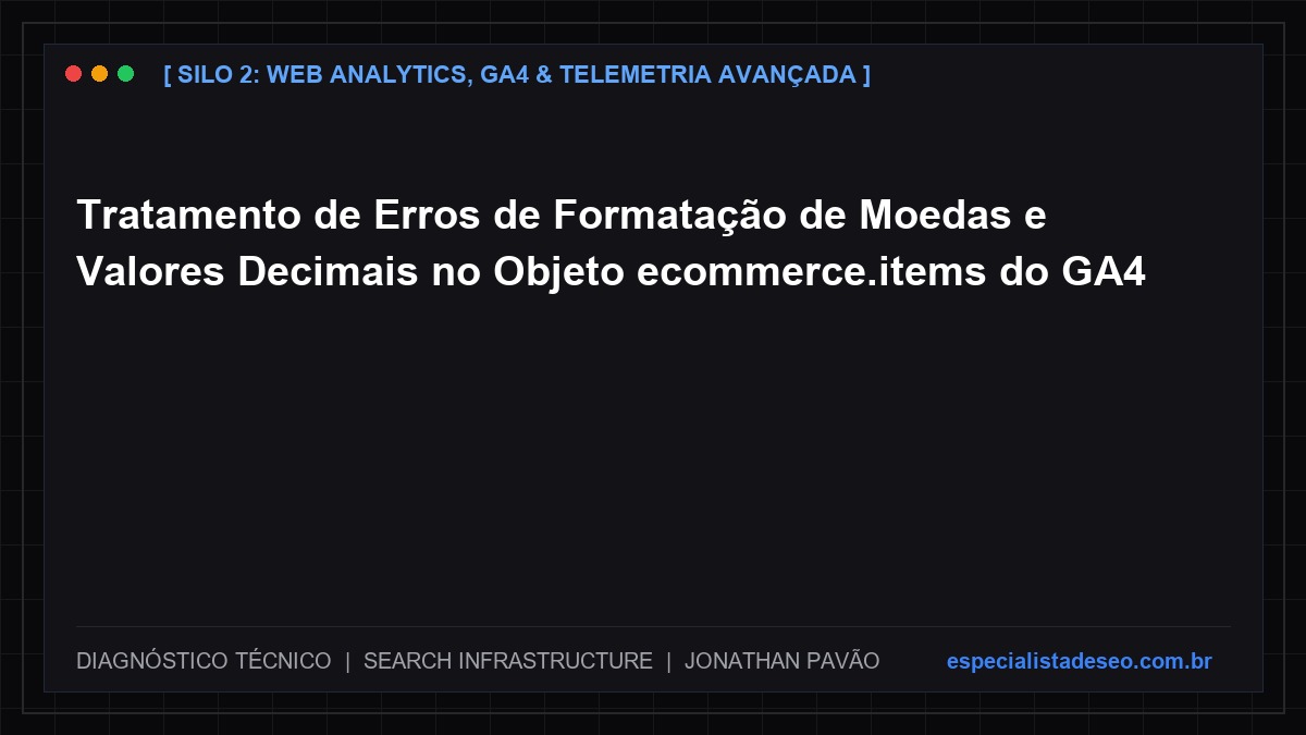 Tratamento de Erros de Formatação de Moedas e Valores Decimais no Objeto ecommerce.items do GA4