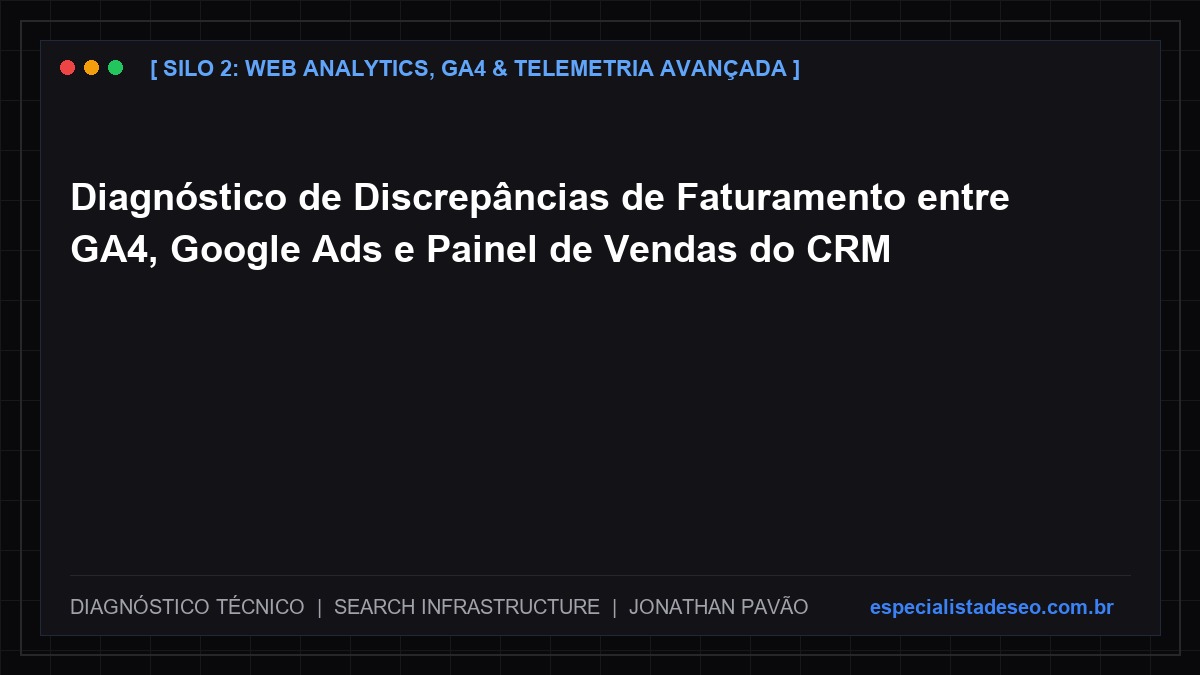 Diagnóstico de Discrepâncias de Faturamento entre GA4, Google Ads e Painel de Vendas do CRM