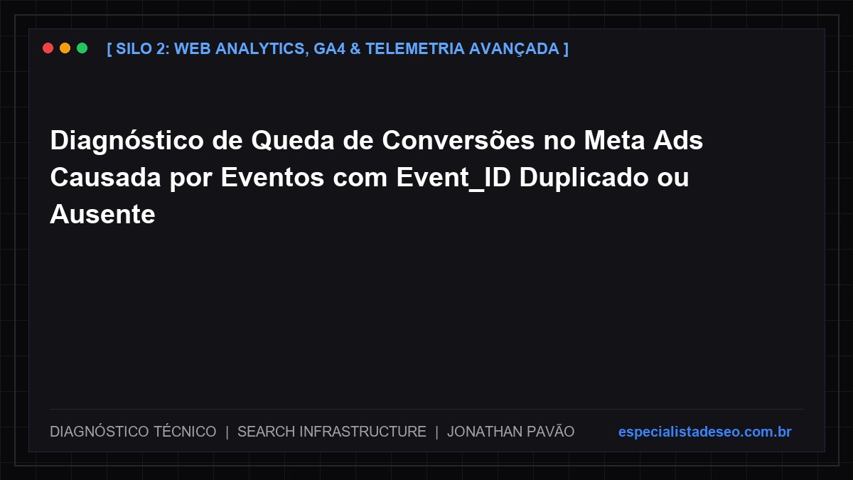 Diagnóstico de Queda de Conversões no Meta Ads Causada por Eventos com Event_ID Duplicado ou Ausente
