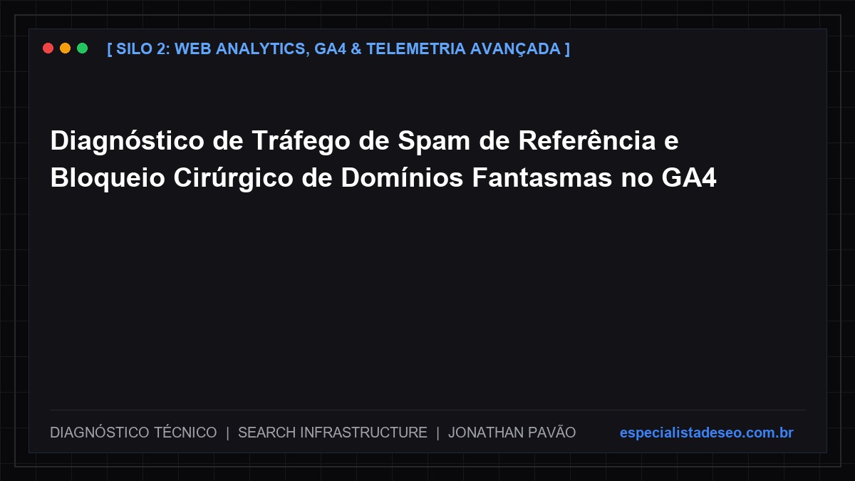 Diagnóstico de Tráfego de Spam de Referência e Bloqueio Cirúrgico de Domínios Fantasmas no GA4