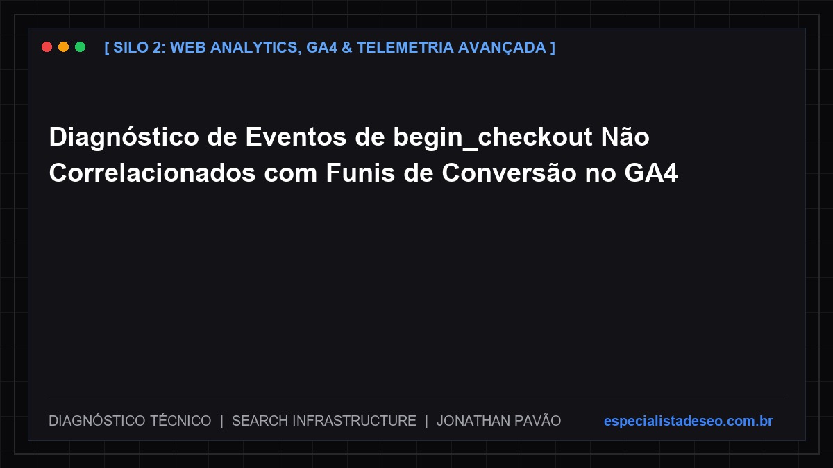 Diagnóstico de Eventos de begin_checkout Não Correlacionados com Funis de Conversão no GA4