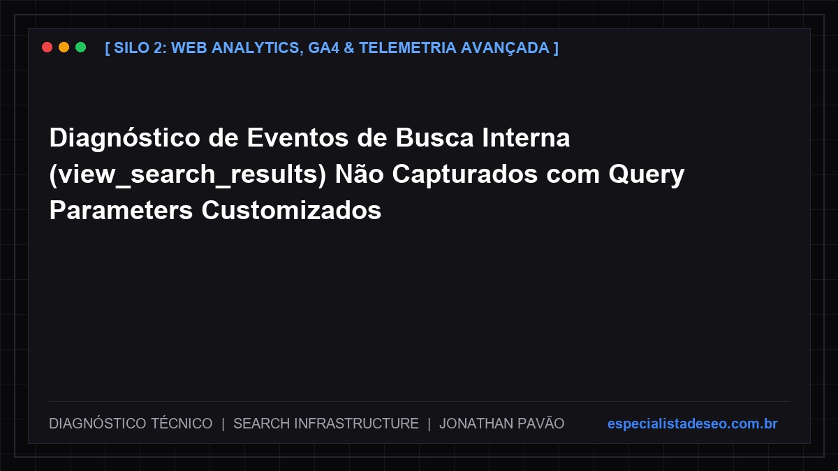 Diagnóstico de Eventos de Busca Interna (view_search_results) Não Capturados com Query Parameters Customizados