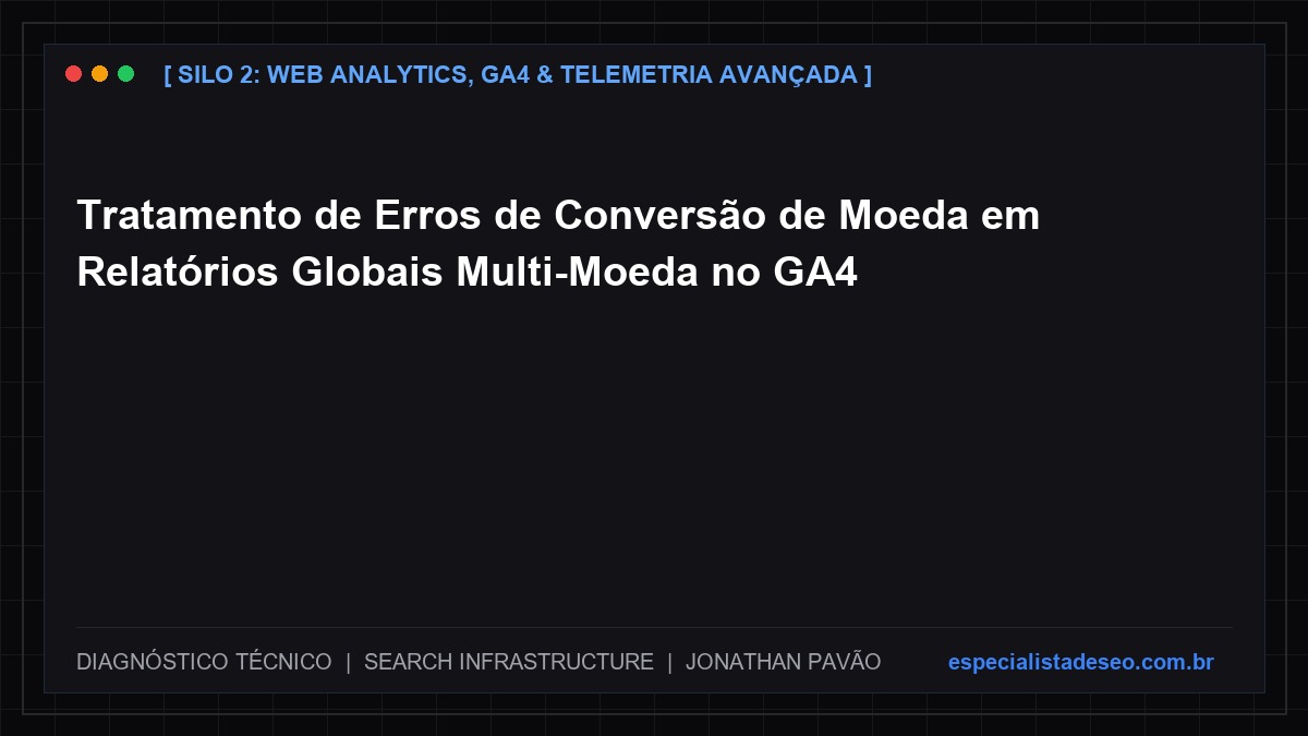 Tratamento de Erros de Conversão de Moeda em Relatórios Globais Multi-Moeda no GA4