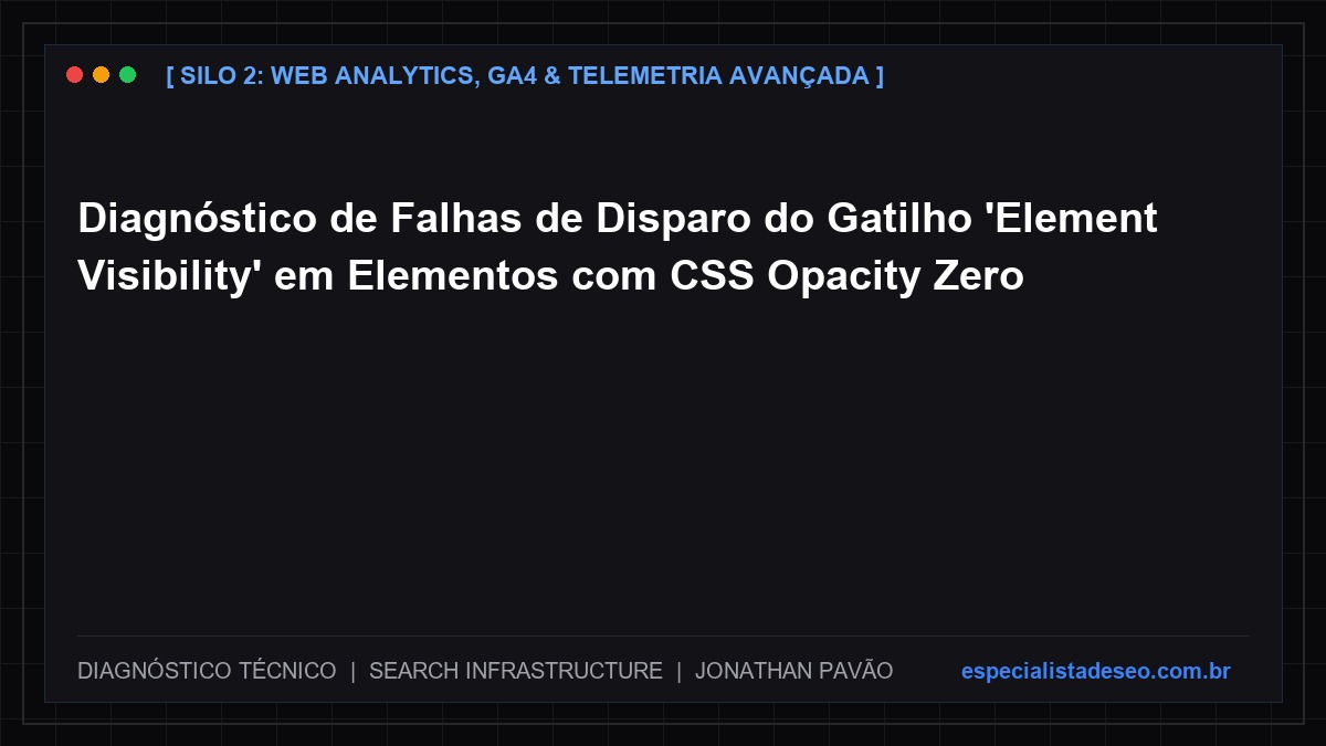 Diagnóstico de Falhas de Disparo do Gatilho 'Element Visibility' em Elementos com CSS Opacity Zero