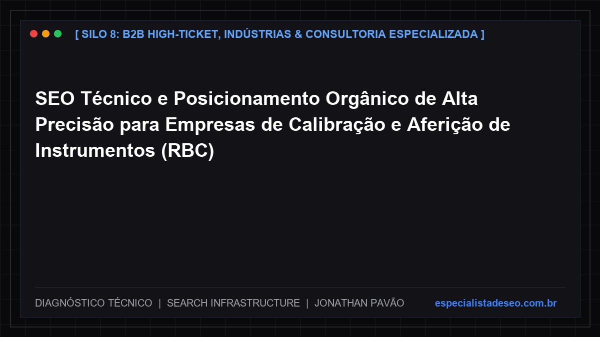 SEO Técnico e Posicionamento Orgânico de Alta Precisão para Empresas de Calibração e Aferição de Instrumentos (RBC)