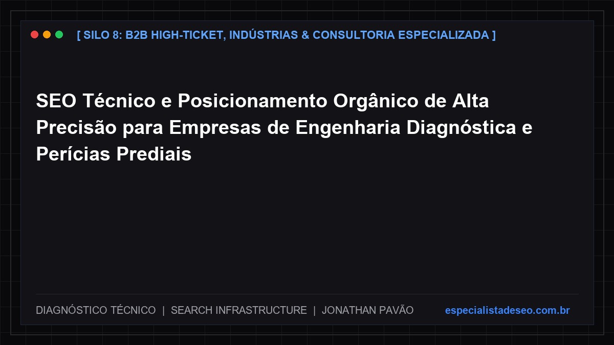SEO Técnico e Posicionamento Orgânico de Alta Precisão para Empresas de Engenharia Diagnóstica e Perícias Prediais