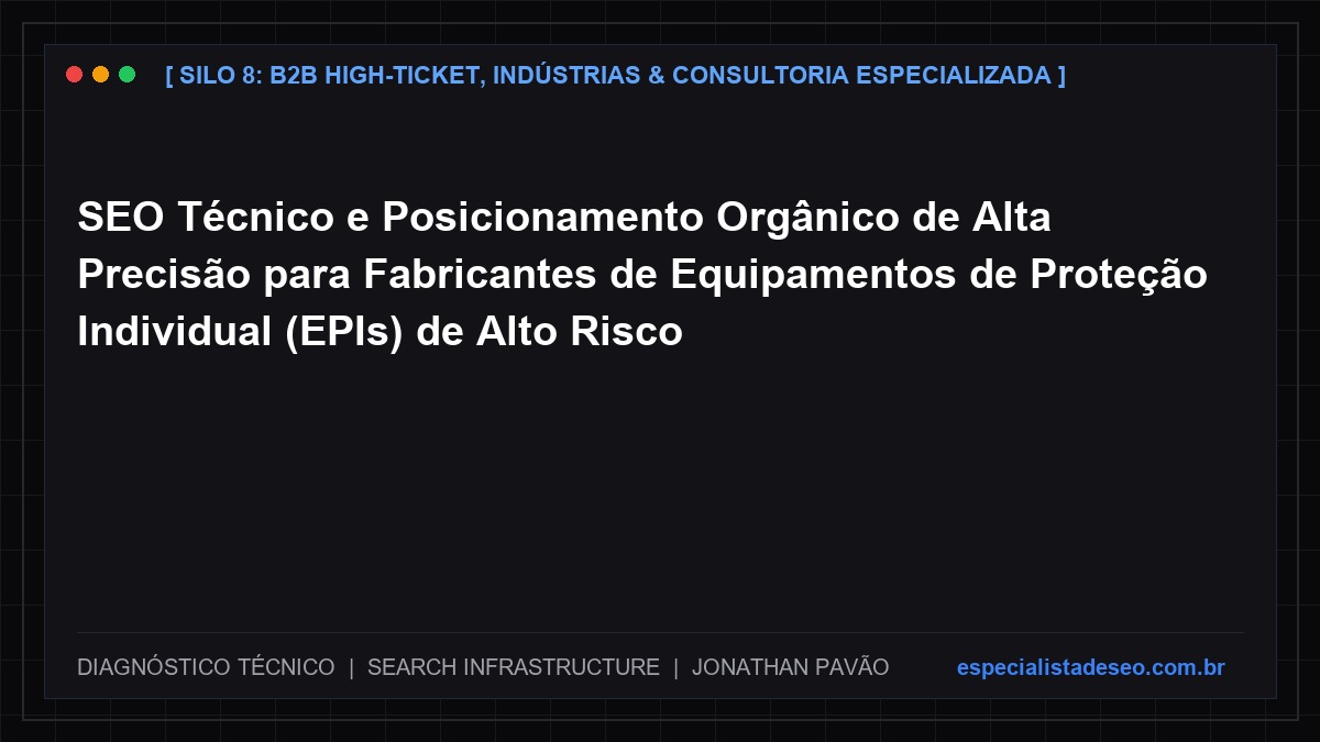 SEO Técnico e Posicionamento Orgânico de Alta Precisão para Fabricantes de Equipamentos de Proteção Individual (EPIs) de Alto Risco